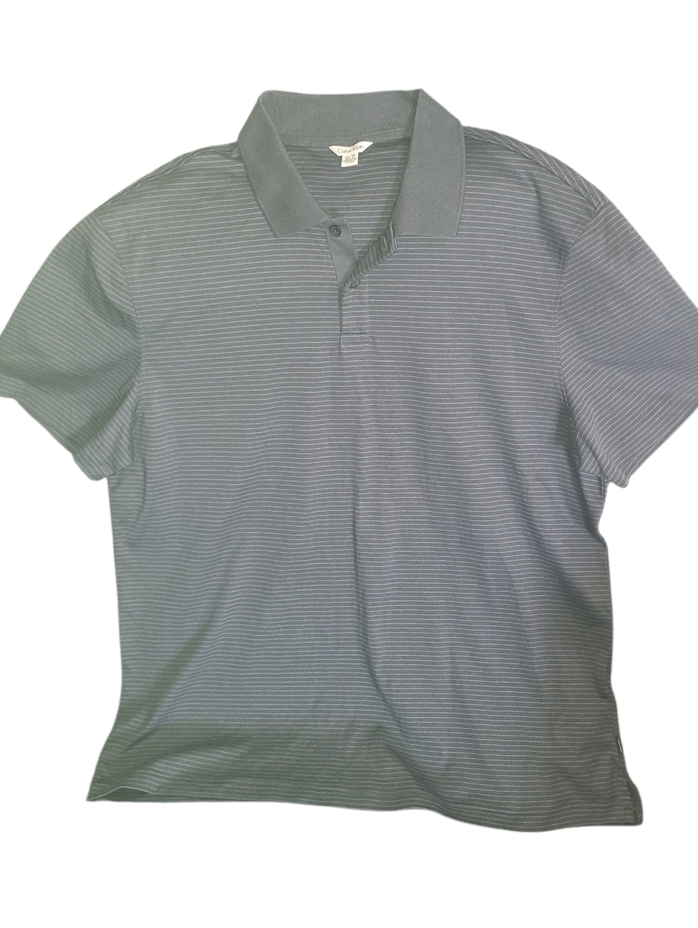 Calvin Klein Men's Gray Thin-Striped Polo